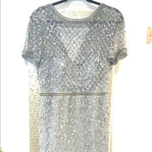 Adrianna pappell blue dress w embellishments